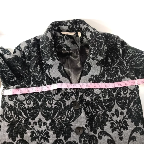Soft Surroundings Coat Black Chenille Damask PS